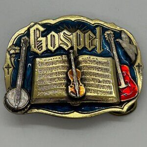 1985 Gospel Belt Buckle By The Great American Buckle Co. Vintage Music Design